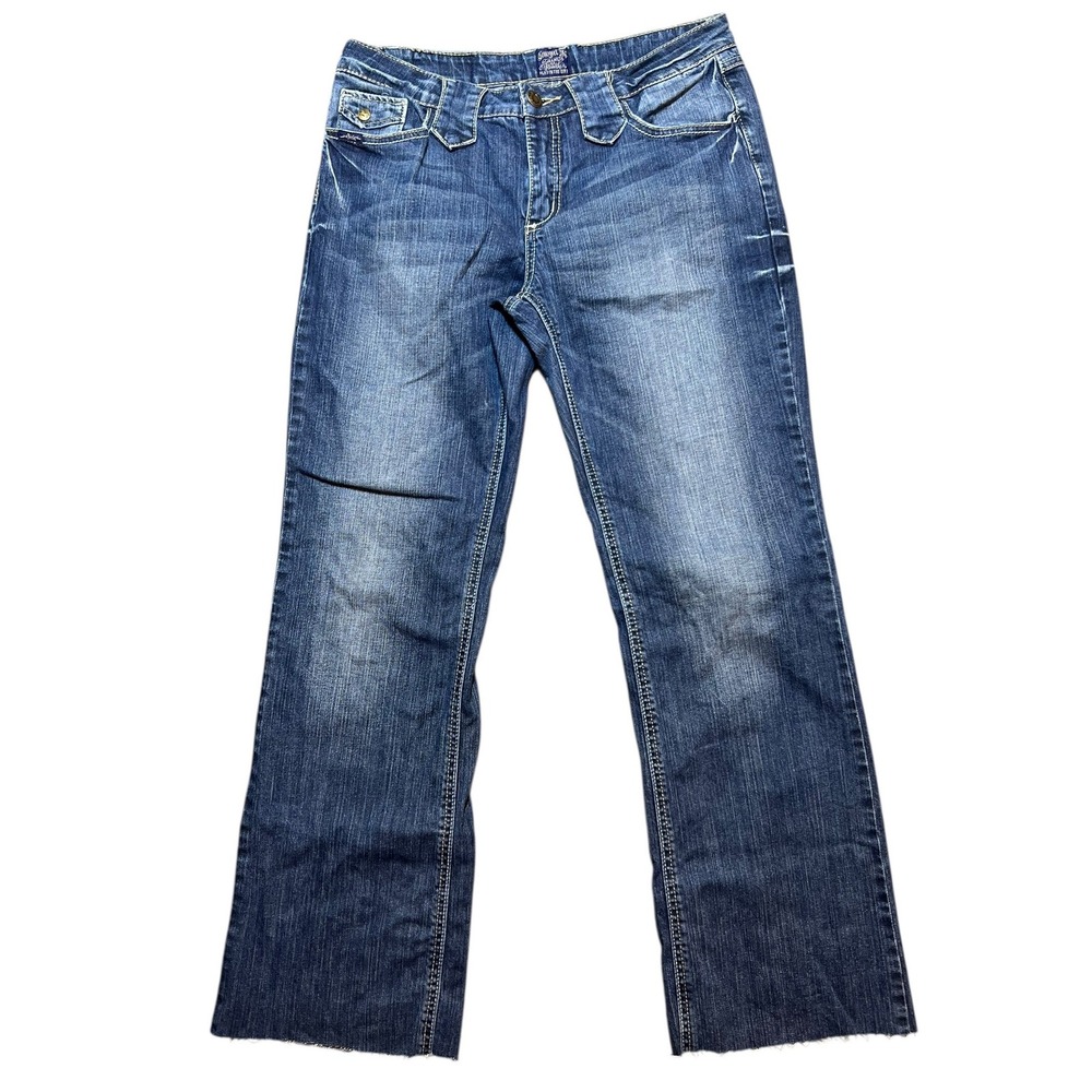Cowgirl Up Jeans Womens Size 10 30x29 Bootcut Blue Denim Frayed Hem Western Ride
